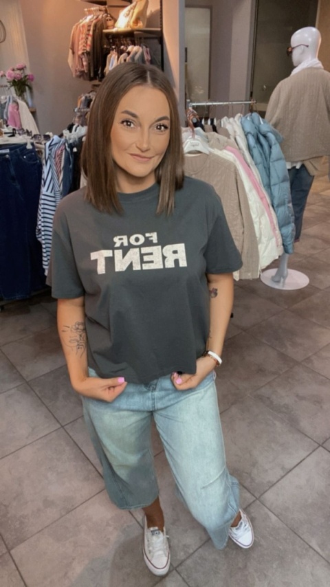T-shirt damski “FOR RENT” – Grafit T-shirt damski “FOR RENT” – Grafit