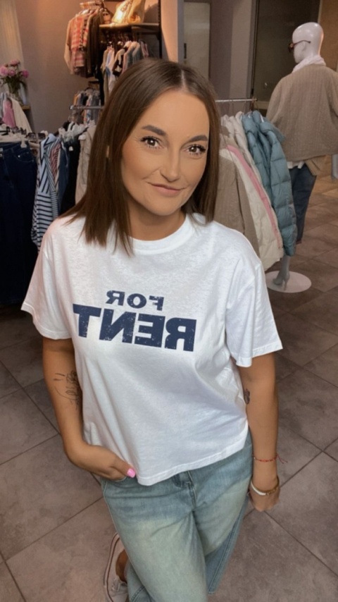 T-shirt damski “FOR RENT” –Biały T-shirt damski “FOR RENT” –Biały