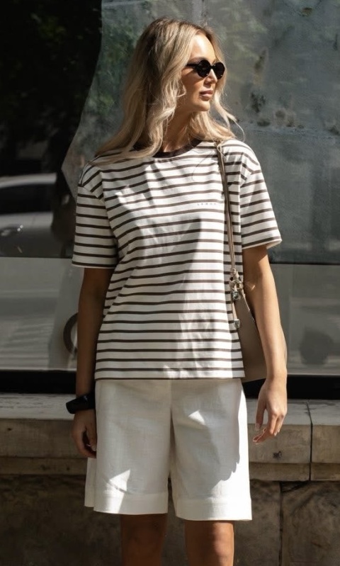 T-shirt w brązowe paski Lemonada