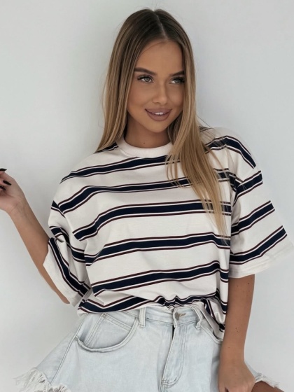 T-shirt w paski Tekla Lenoshka Hilfiger