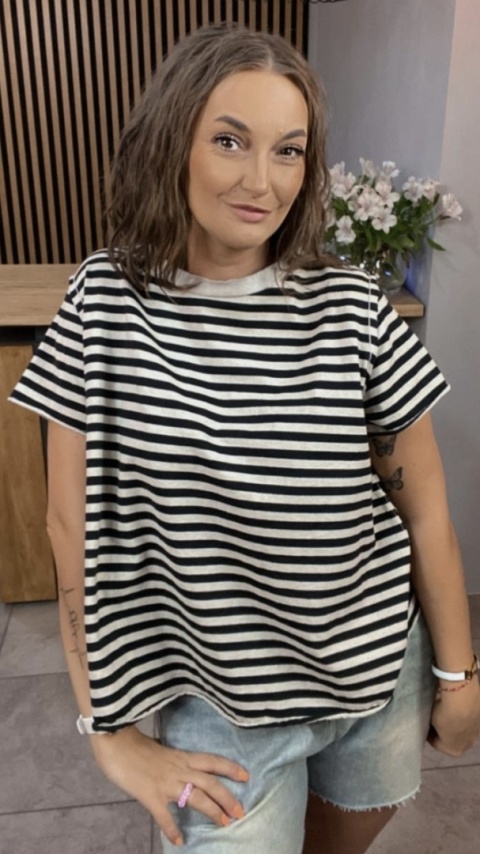 T-shirt w paski Wendykei – fango-czarne paski