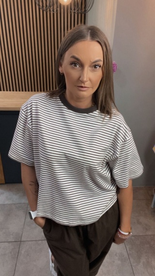 T- shirt w paski czekoladowe Lenoshka