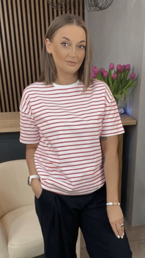 T-shirt w paski czerwone Lenoshka