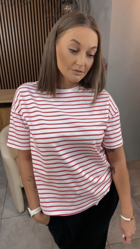 T-shirt w paski czerwone Lenoshka