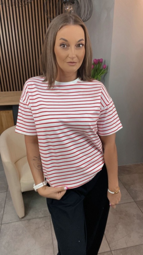T-shirt w paski czerwone Lenoshka