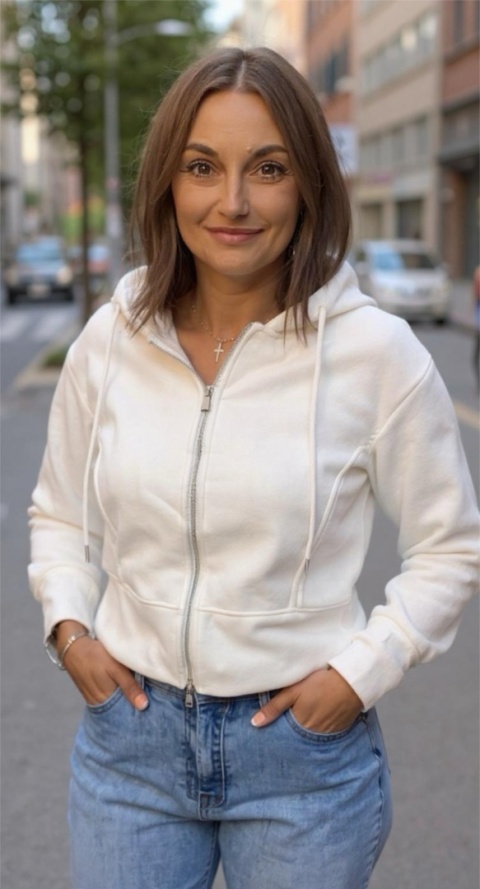Bluza Krótka , Rozpinana JOY Biała