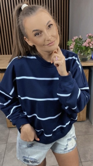 Bluza Relaxing Lenoshka Granatowa w paski Blue