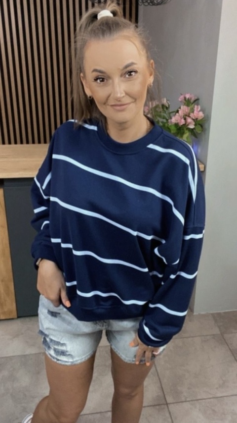 Bluza Relaxing Lenoshka Granatowa w paski Blue Bluza Relaxing Lenoshka Granatowa w paski Blue