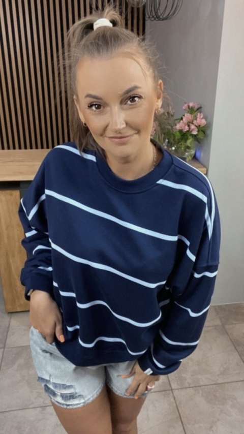 Bluza Relaxing Lenoshka Granatowa w paski Blue Bluza Relaxing Lenoshka Granatowa w paski Blue