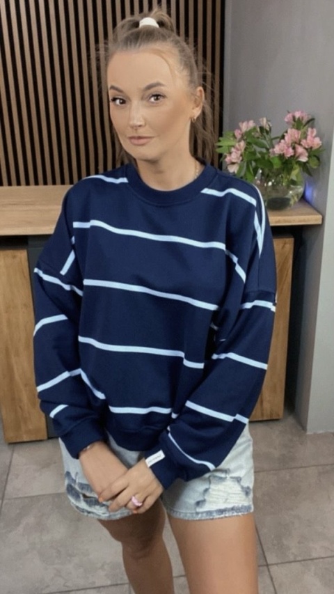 Bluza Relaxing Lenoshka Granatowa w paski Blue Bluza Relaxing Lenoshka Granatowa w paski Blue