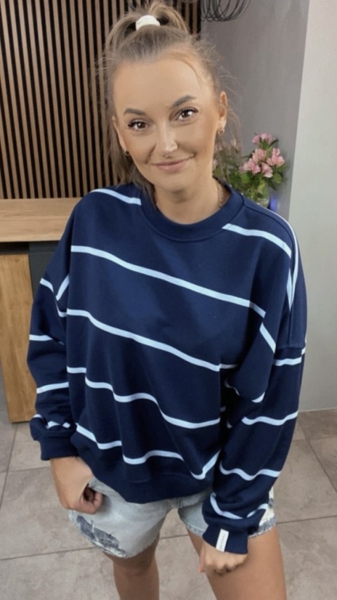 Bluza Relaxing Lenoshka Granatowa w paski Blue Bluza Relaxing Lenoshka Granatowa w paski Blue