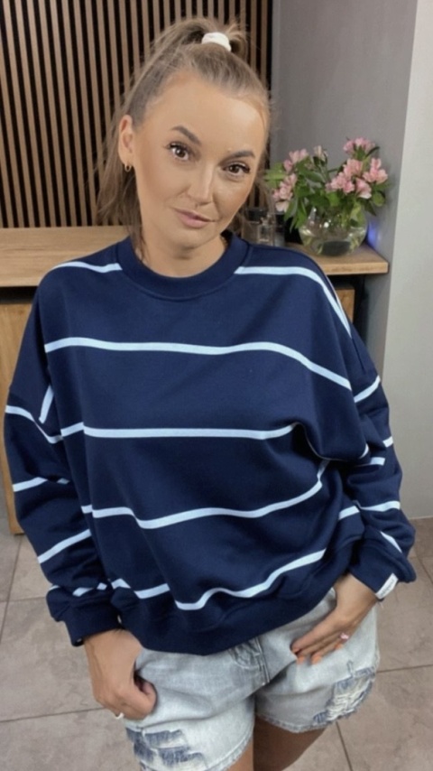 Bluza Relaxing Lenoshka Granatowa w paski Blue Bluza Relaxing Lenoshka Granatowa w paski Blue