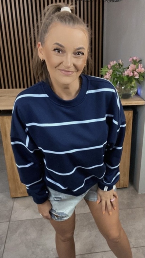 Bluza Relaxing Lenoshka Granatowa w paski Blue Bluza Relaxing Lenoshka Granatowa w paski Blue