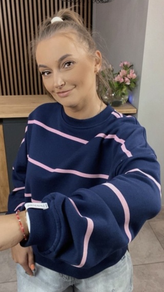 Bluza Relaxing Lenoshka Granatowa w paski Pink