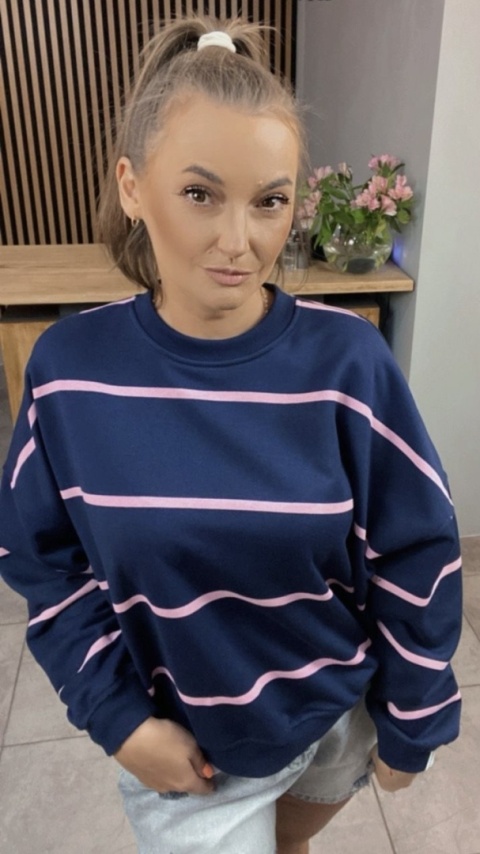 Bluza Relaxing Lenoshka Granatowa w paski Pink