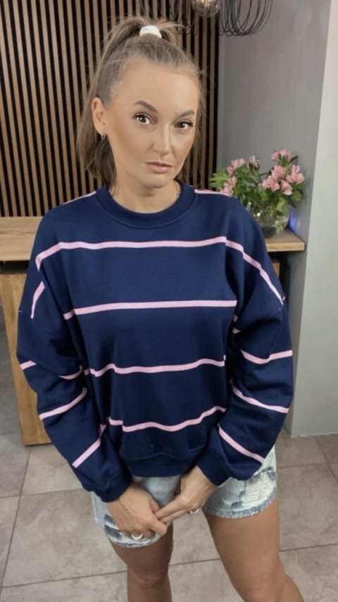 Bluza Relaxing Lenoshka Granatowa w paski Pink