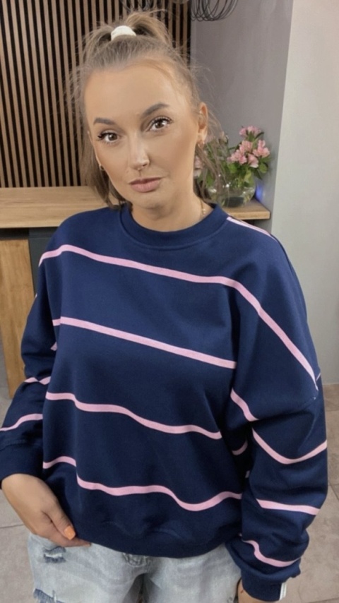Bluza Relaxing Lenoshka Granatowa w paski Pink