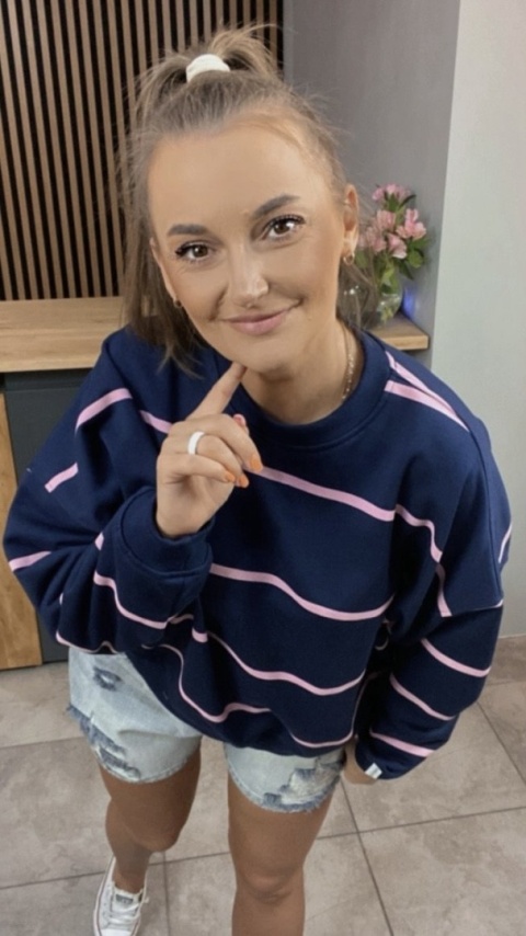 Bluza Relaxing Lenoshka Granatowa w paski Pink
