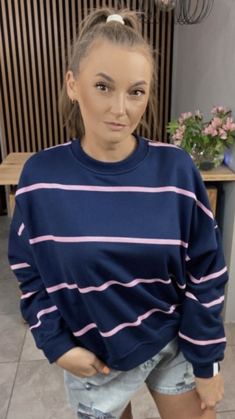 Bluza Relaxing Lenoshka Granatowa w paski Pink