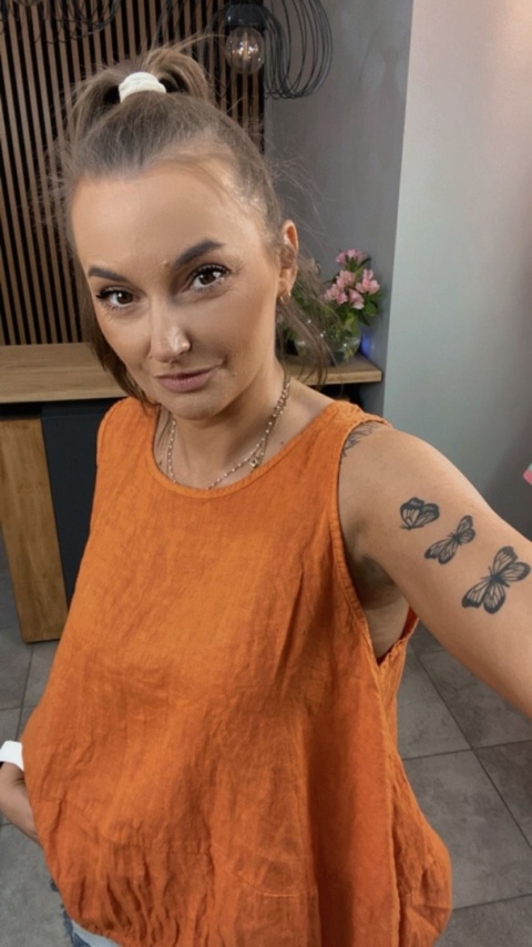 Bluzka Wiya 100% len – Pomarańczowa