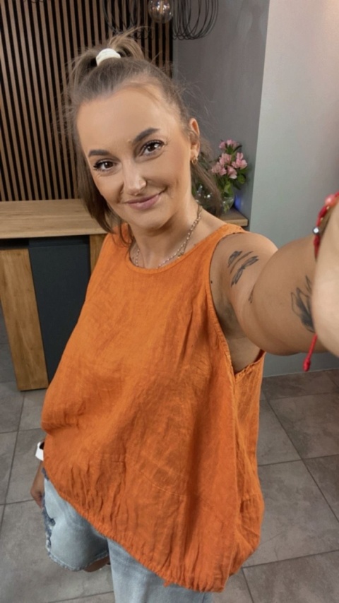 Bluzka Wiya 100% len – Pomarańczowa