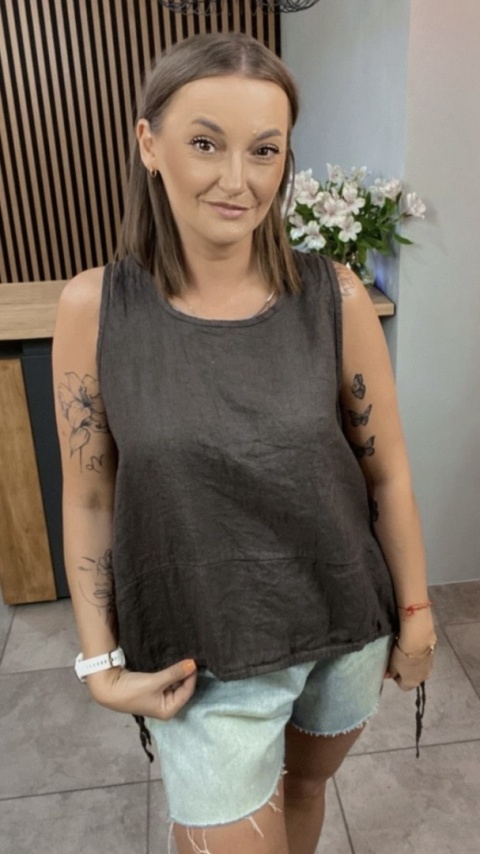 Bluzka Wiya 100% len – Czekolada
