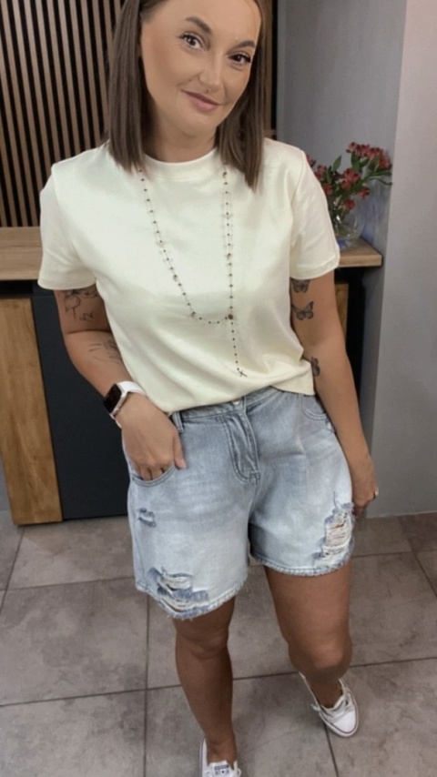 Spodenki jeansowe z przetarciami Light Gray Spodenki jeansowe z przetarciami Light Gray