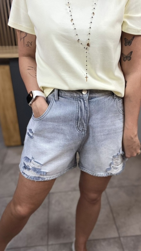 Spodenki jeansowe z przetarciami Light Gray Spodenki jeansowe z przetarciami Light Gray