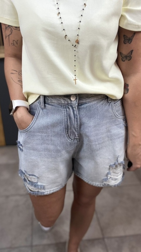 Spodenki jeansowe z przetarciami Light Gray Spodenki jeansowe z przetarciami Light Gray