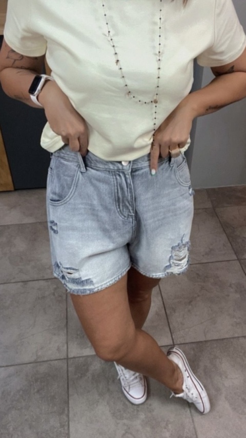 Spodenki jeansowe z przetarciami Light Gray Spodenki jeansowe z przetarciami Light Gray
