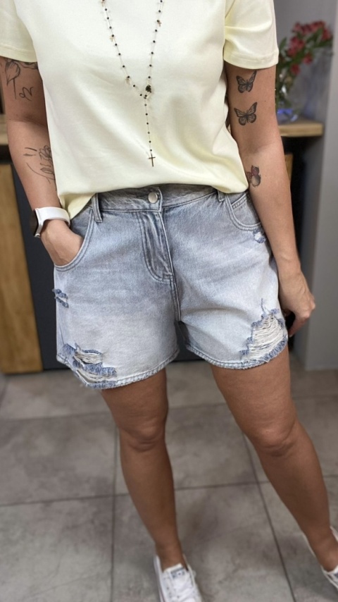 Spodenki jeansowe z przetarciami Light Gray Spodenki jeansowe z przetarciami Light Gray