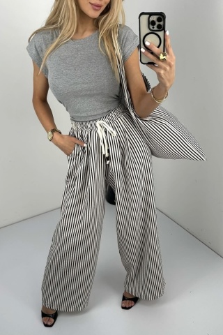 Spodnie w kratkę z bawełną i lnem – U.M Fashion