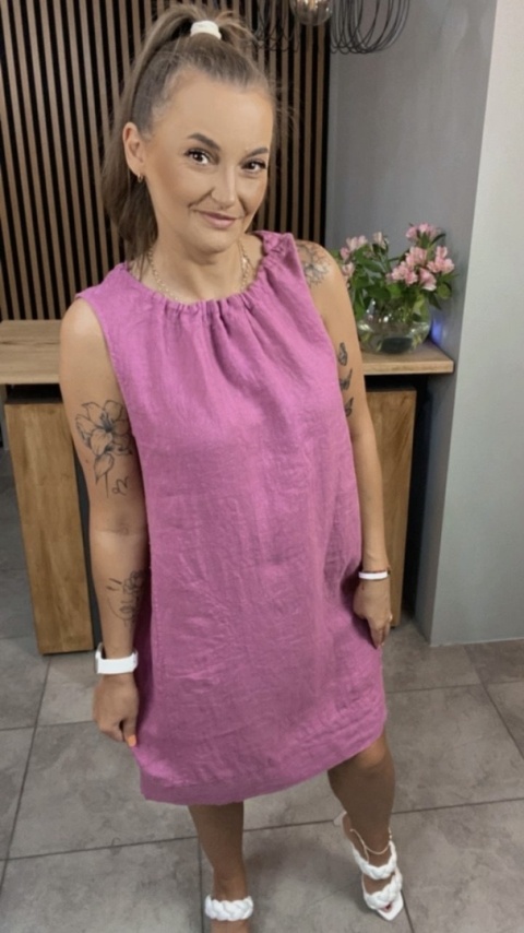 Sukienka "Simplicity" - minimalistyczna sukienka z lnu Amarant