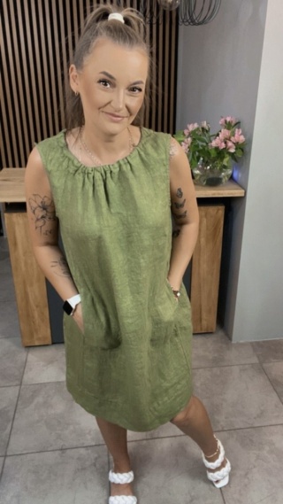 Sukienka “Simplicity” – minimalistyczna sukienka z lnu Oliwka
