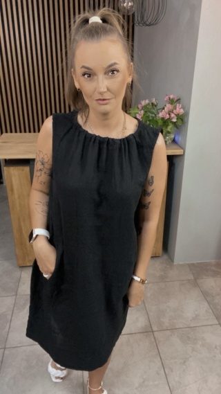Sukienka "Simplicity" - minimalistyczna sukienka z lnu Czarna