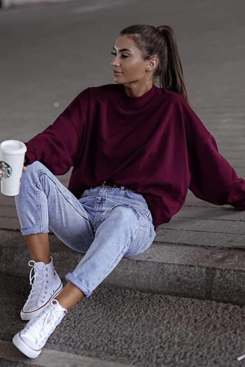 Bluza Basic Lenoshka Bordo Bluza Basic Lenoshka Bordo