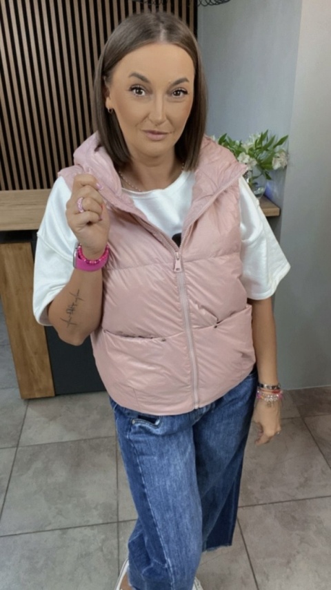 Kamizelka z kapturem Naturalny Puch Puder Kamizelka z kapturem Naturalny Puch Puder