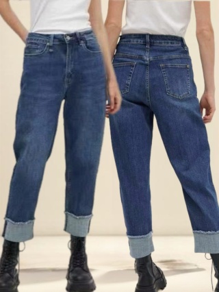 Jeansy Wiya Denim Days Mom fit podwinięte mankiety
