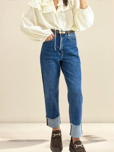 Jeansy Wiya Denim Days Mom fit podwinięte mankiety