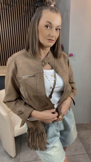 Kurtka YIMI z eko zamszu z torebką