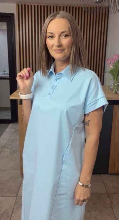 Sukienka Wiya z tkaniny typu Lacosta Blue Sukienka Wiya z tkaniny typu Lacosta Blue