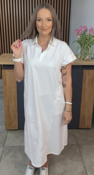 Sukienka Wiya z tkaniny typu Lacosta White