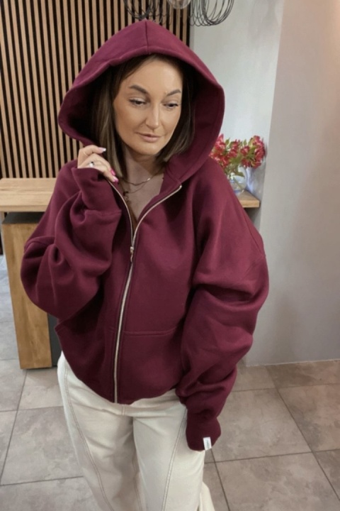 Bluza oversize z kapturem Lux – Lenoshka - Burgund
