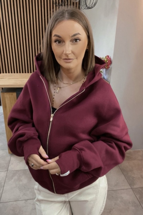 Bluza oversize z kapturem Lux – Lenoshka - Burgund