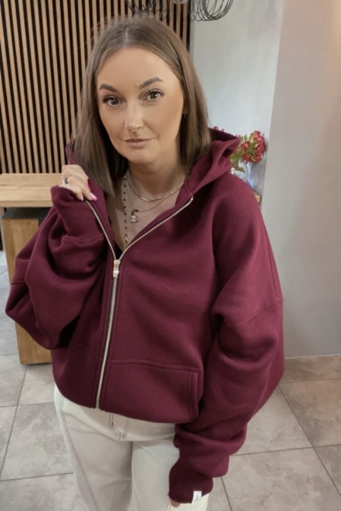 Bluza oversize z kapturem Lux – Lenoshka - Burgund