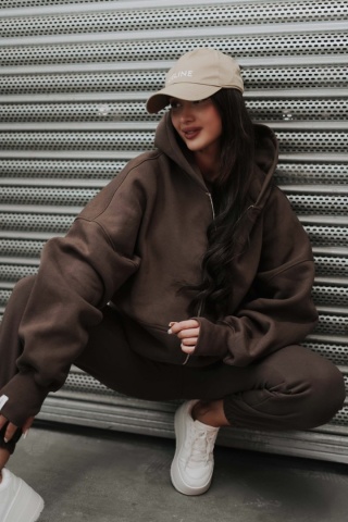 Bluza oversize z kapturem Lux – Lenoshka - Czekolada