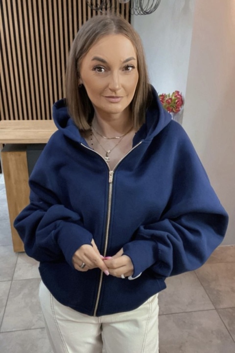 Bluza oversize z kapturem Lux – Lenoshka - Granat