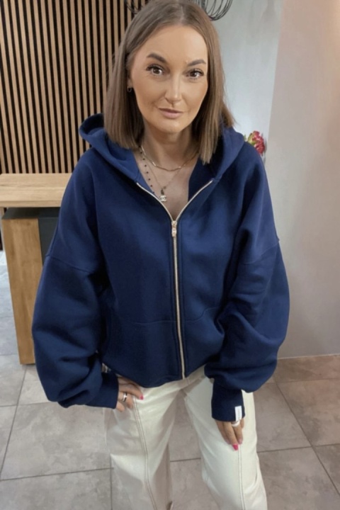 Bluza oversize z kapturem Lux – Lenoshka - Granat