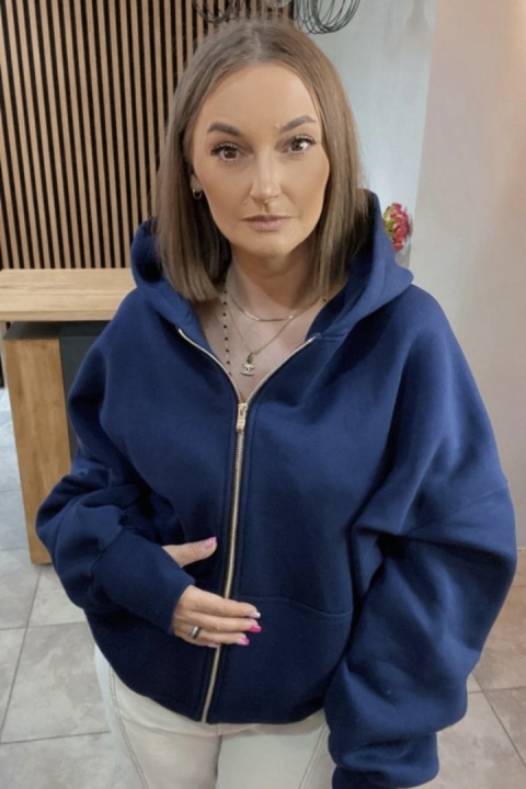 Bluza oversize z kapturem Lux – Lenoshka - Granat