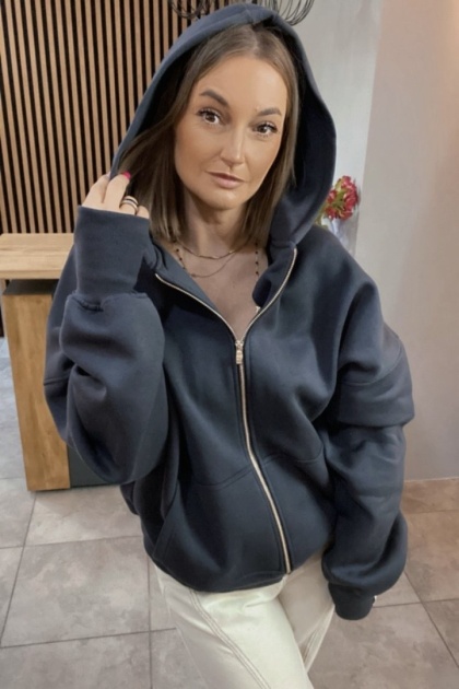 Bluza oversize z kapturem Lux – Lenoshka - Gray